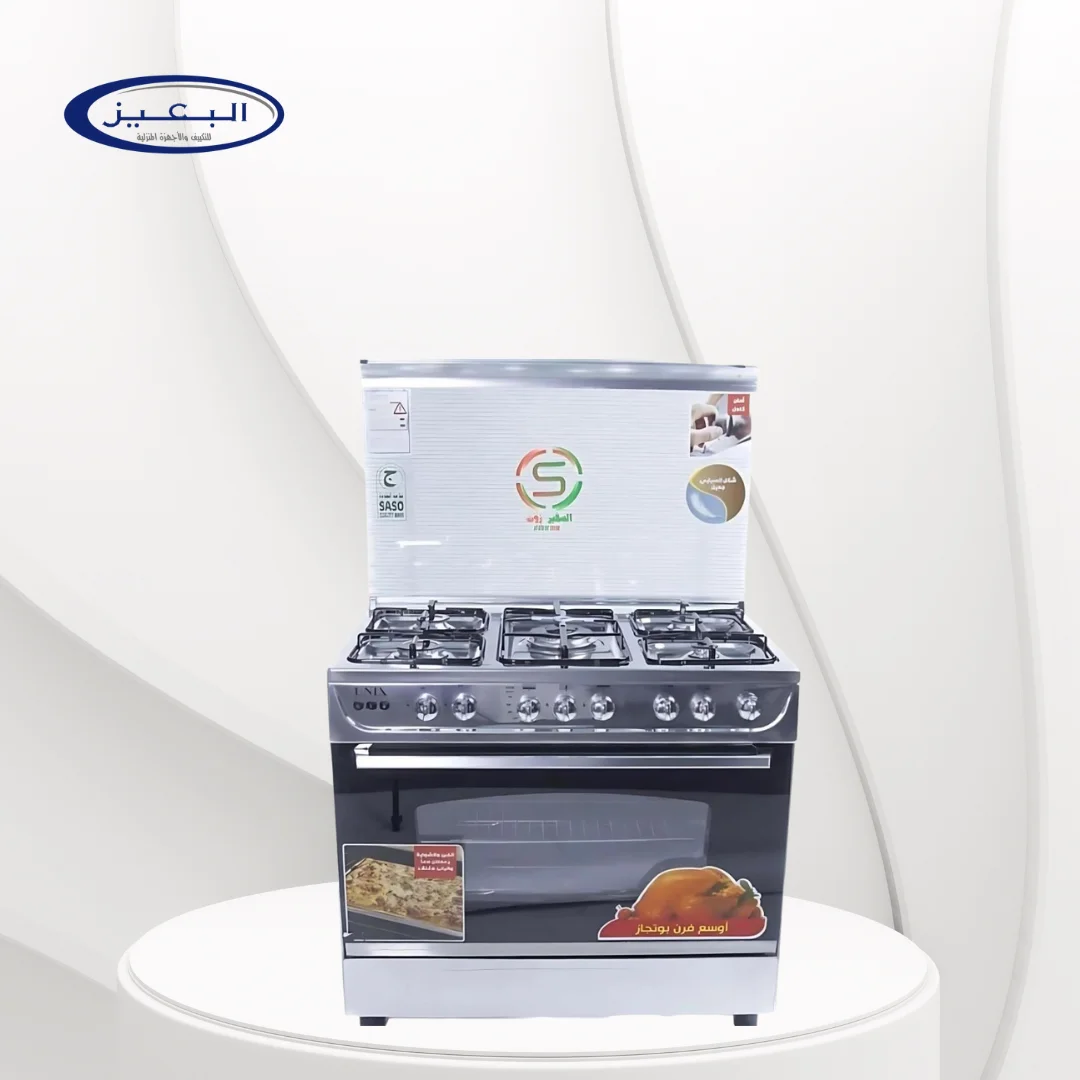 -60_90-استيل-5-عيون-صمام-امان-حامل-خفيف.webp Unix Oven 60*90 cm - 5 Burners - Stainless Steel, Lightweight Stand - Image 1